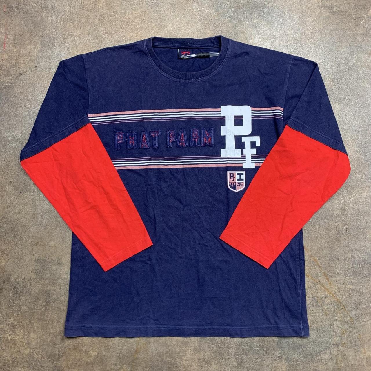 Phat Farm 00s navy red graphic 2 in 1 long sleeve tee
