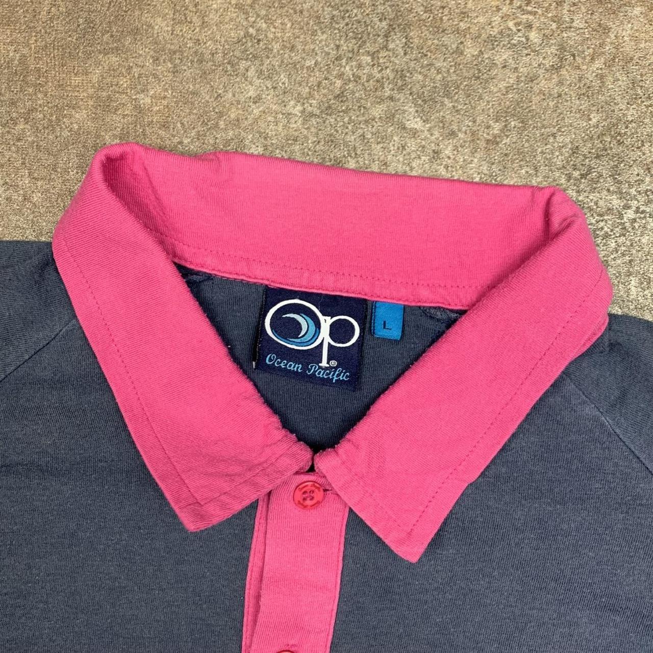 Ocean Pacific 00s grey pink graphic polo shirt