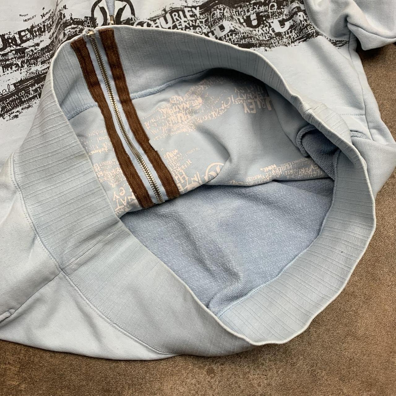 Hurley 00s graphic pale blue baggy zip hoodie