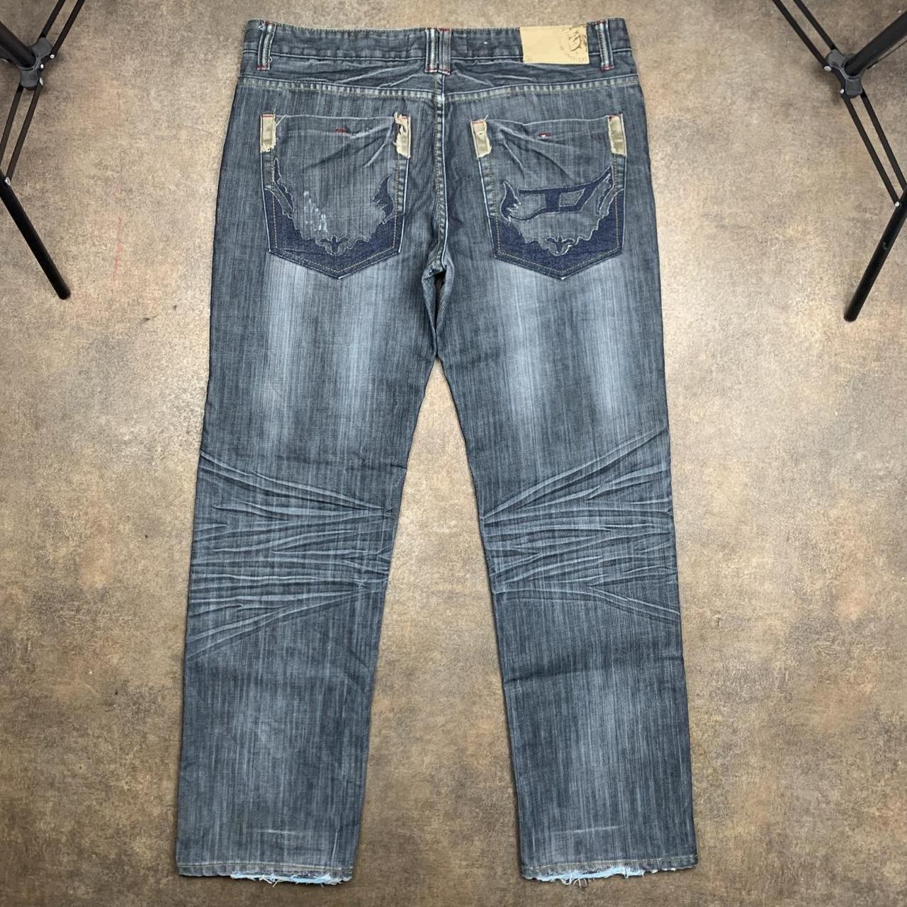 Diesel 00s baggy grey navy graphic denim jeans