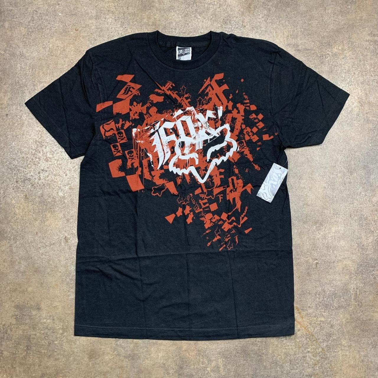 Fox Racing 00s black grunge graphic tee