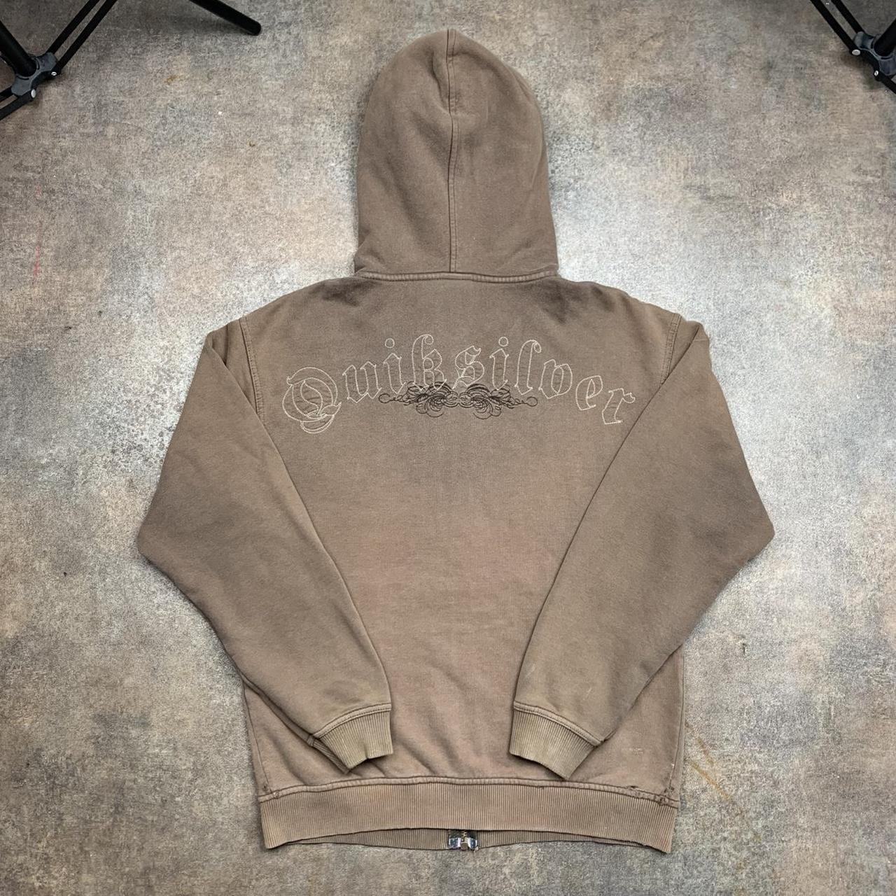 Quiksilver 00s brown grunge graphic zip hoodie