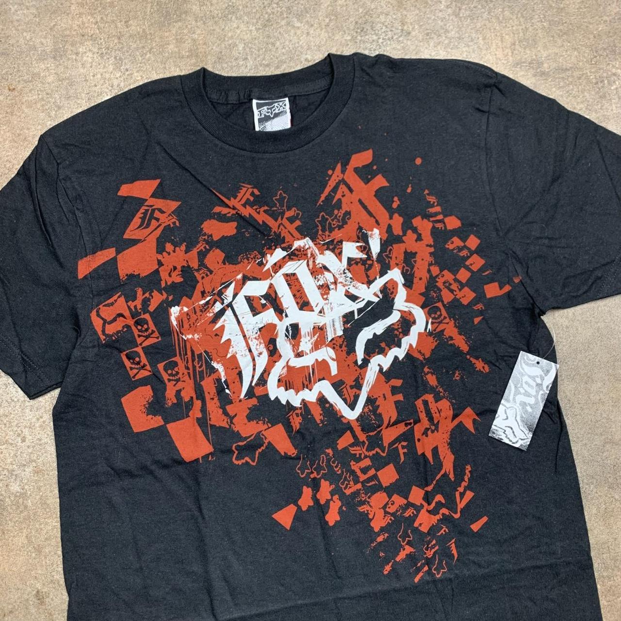 Fox Racing 00s black grunge graphic tee