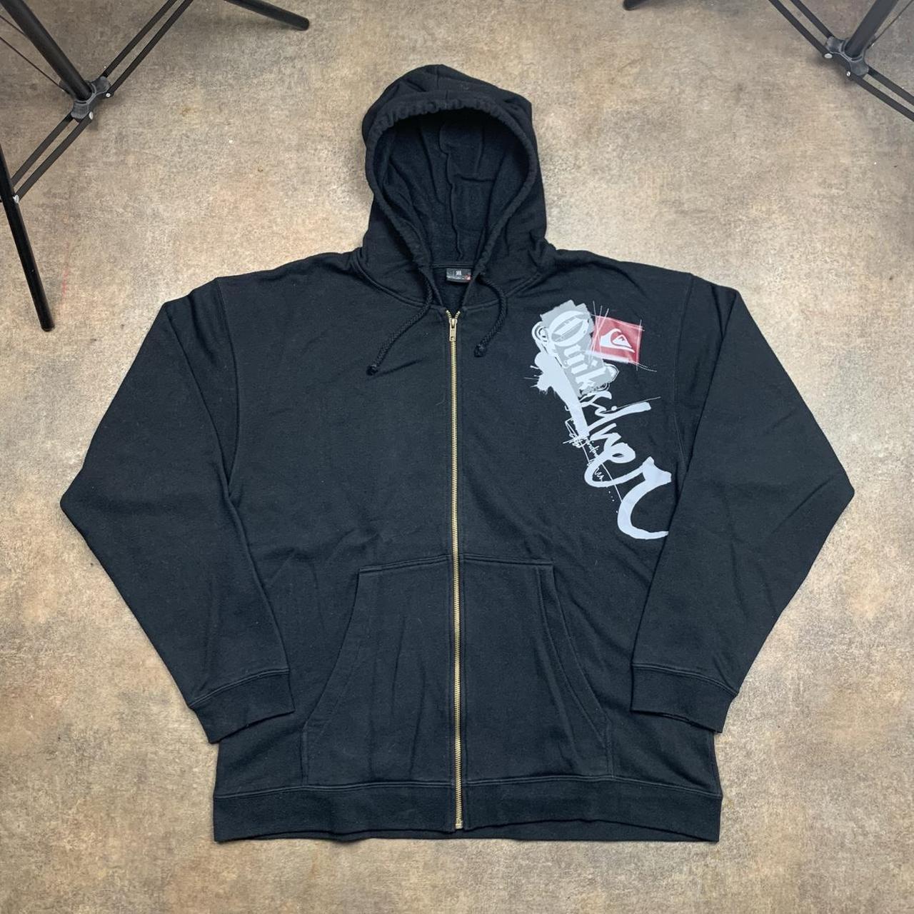 Quiksilver 00s black graphic zip hoodie