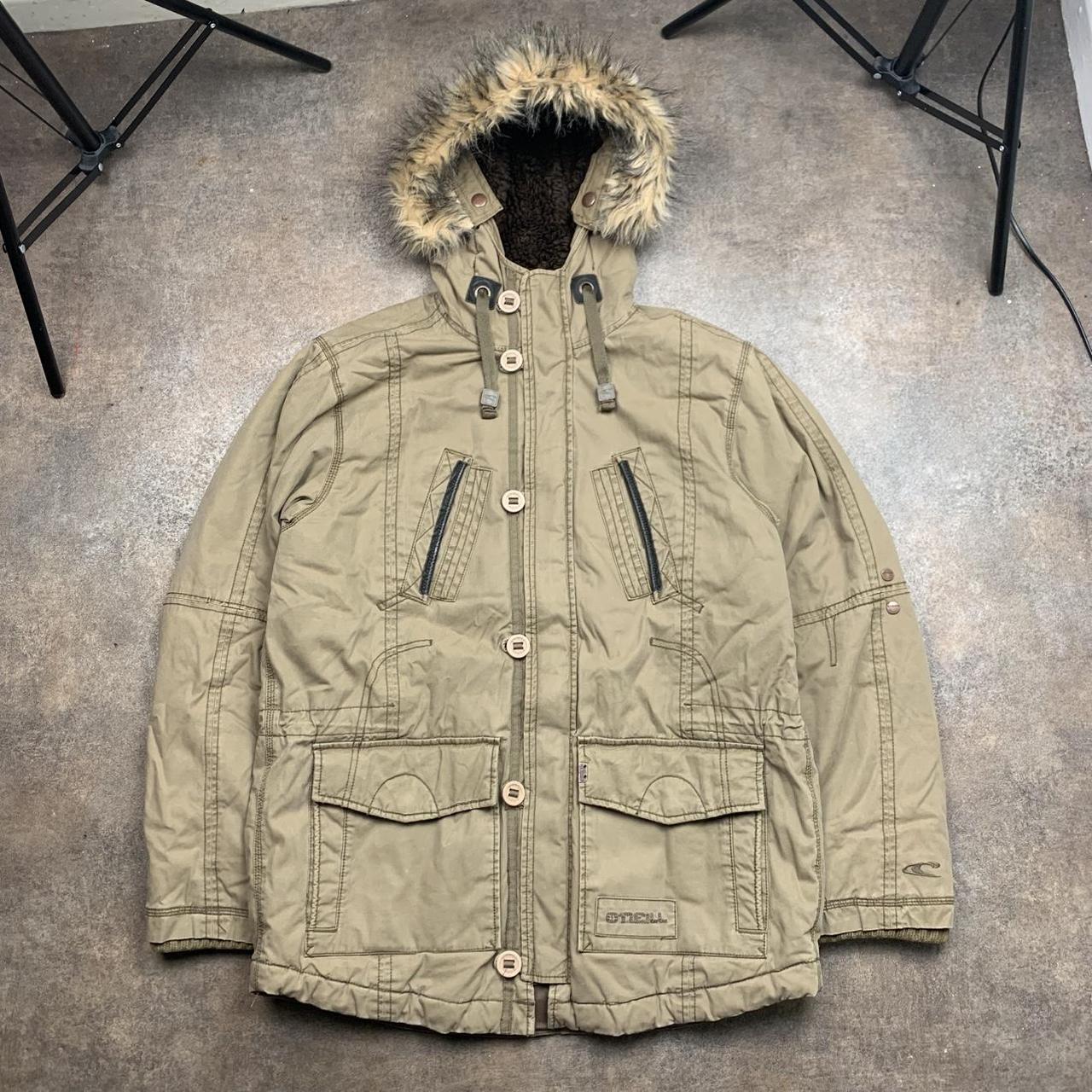 O'Neill 00s beige cream fur hood utilised parka