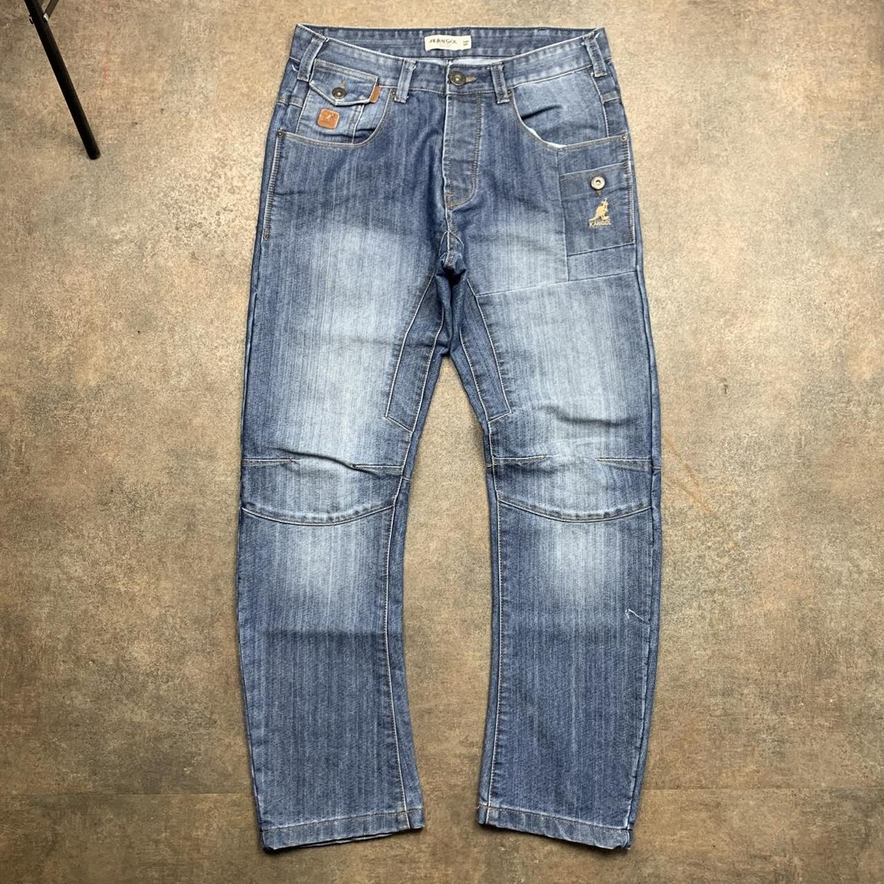Kangol 00s denim baggy navy blue double knee jeans