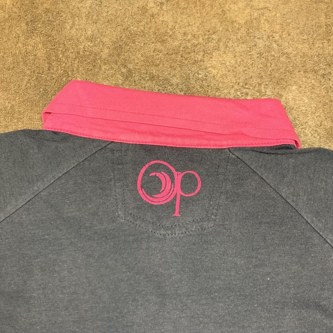 Ocean Pacific 00s grey pink graphic polo shirt