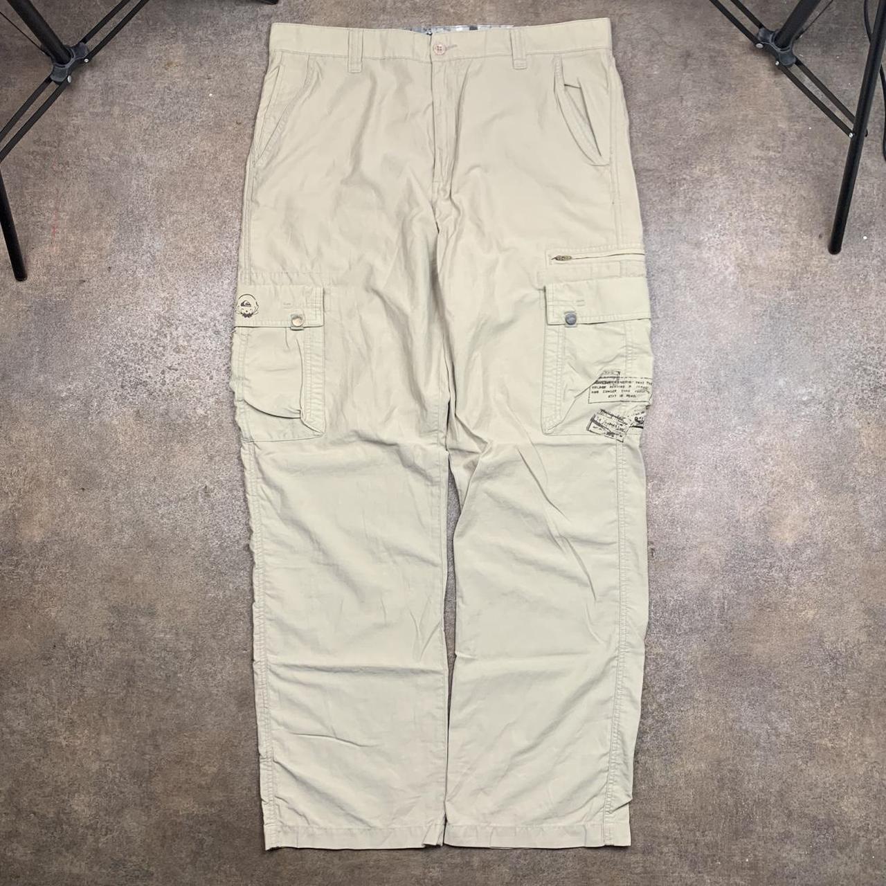 Quiksilver 00s cream baggy graphic cargo trousers