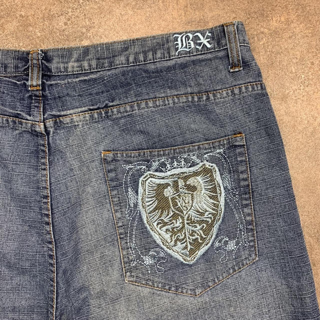 Brooklyn Xpress 90s graphic navy blue denim jorts