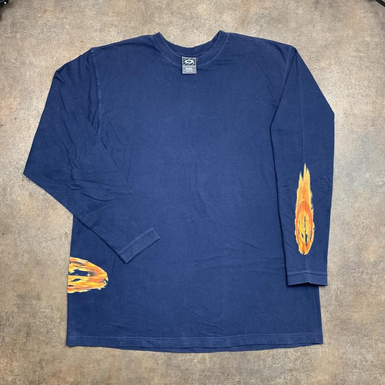 Oakley Software 90s flame graphic navy long sleeve tee