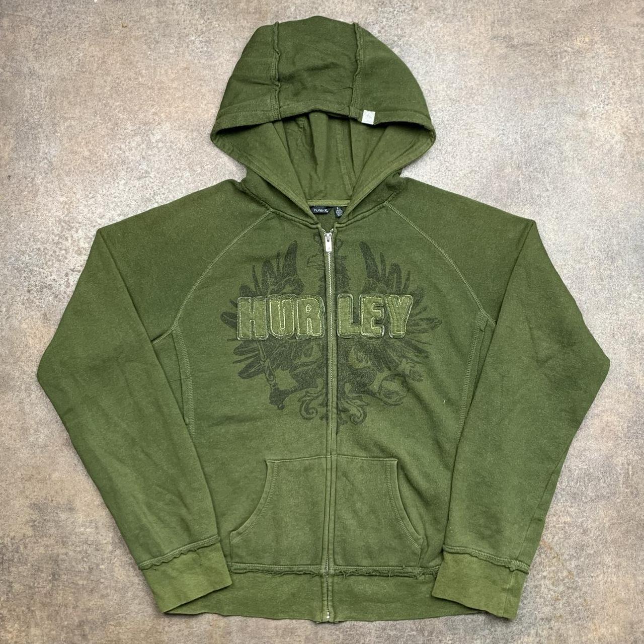 Hurley 00s graphic khaki zip hoodie