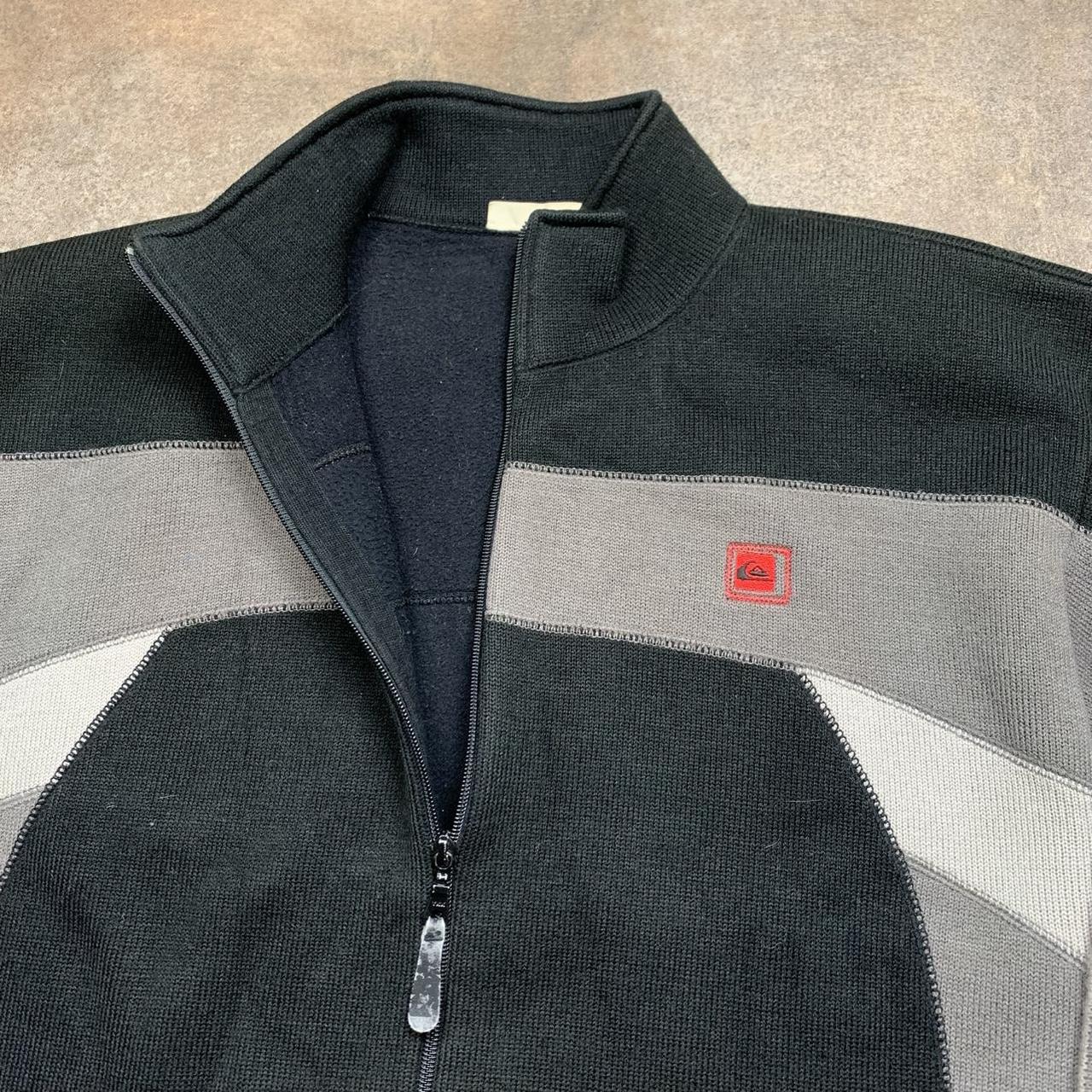 Quiksilver 90s black grey knit zip jumper