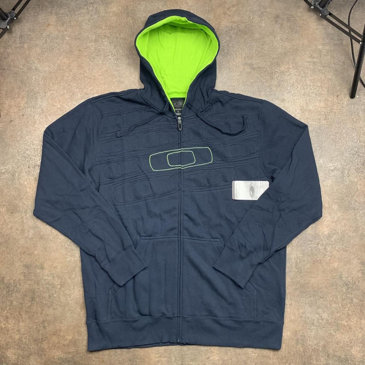 Oakley 00s navy green graphic boxy zip hoodie