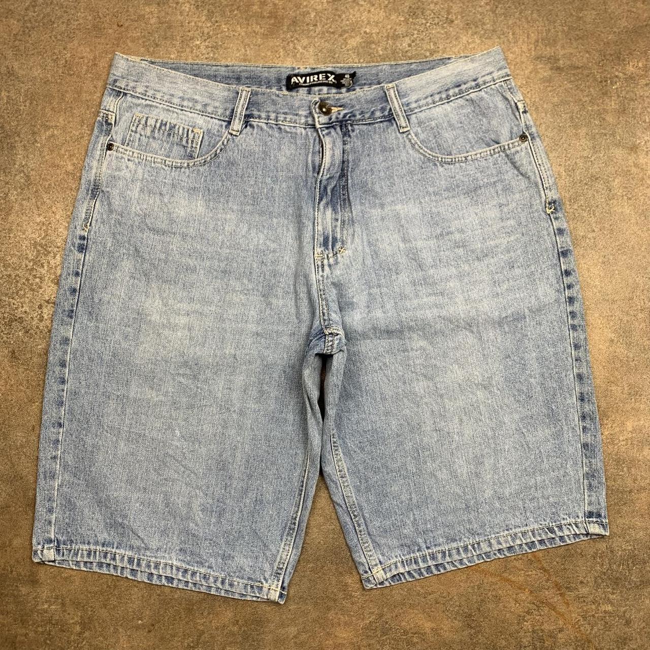 Avirex 00s baggy blue graphic jorts