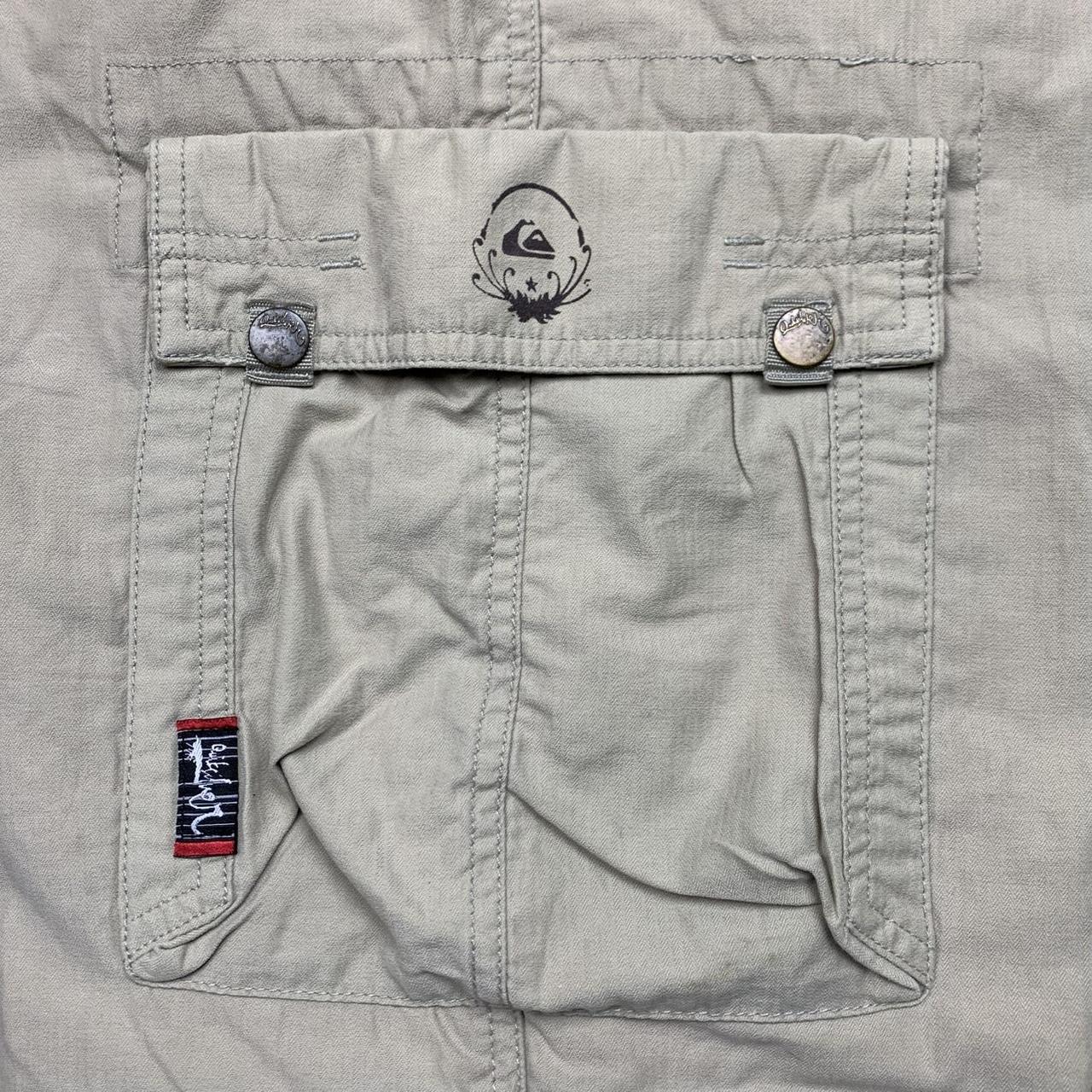 Quiksilver 00s cream baggy graphic cargo trousers