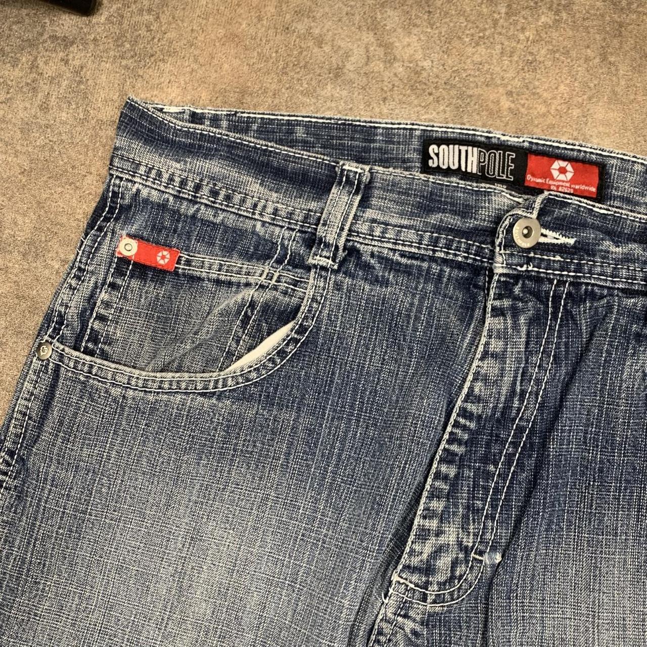 Southpole 00s red tab light blue faded baggy denim jeans