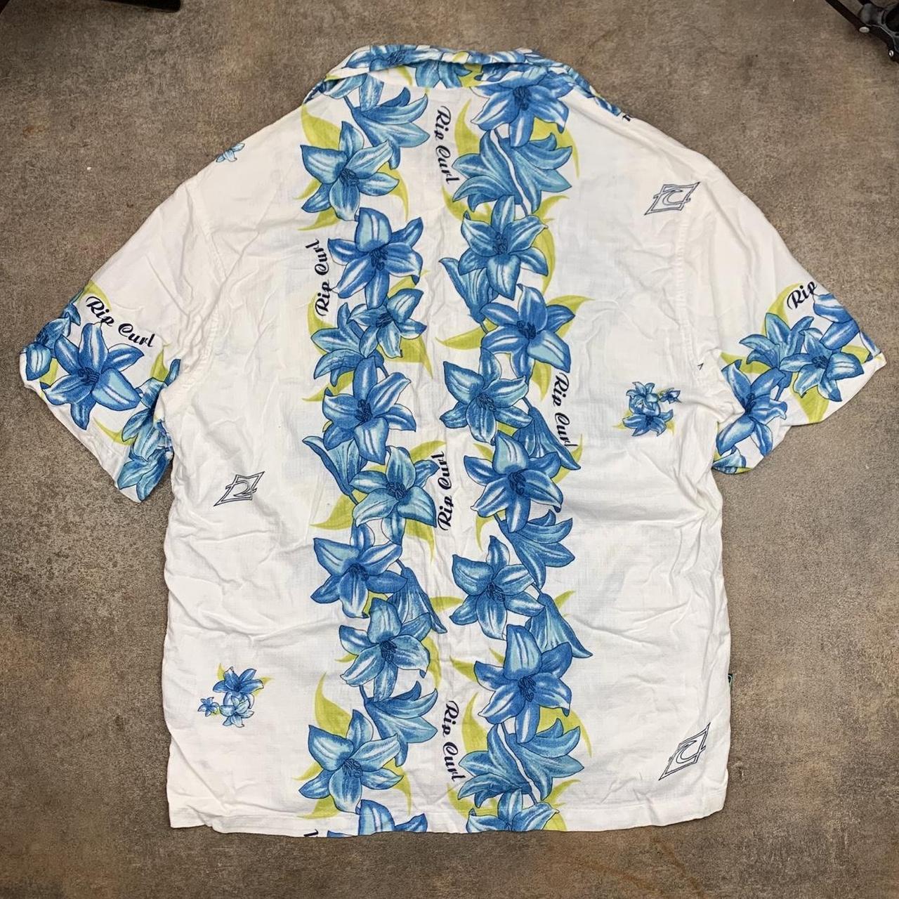 Rip Curl 00s white blue Hawaiian shirt