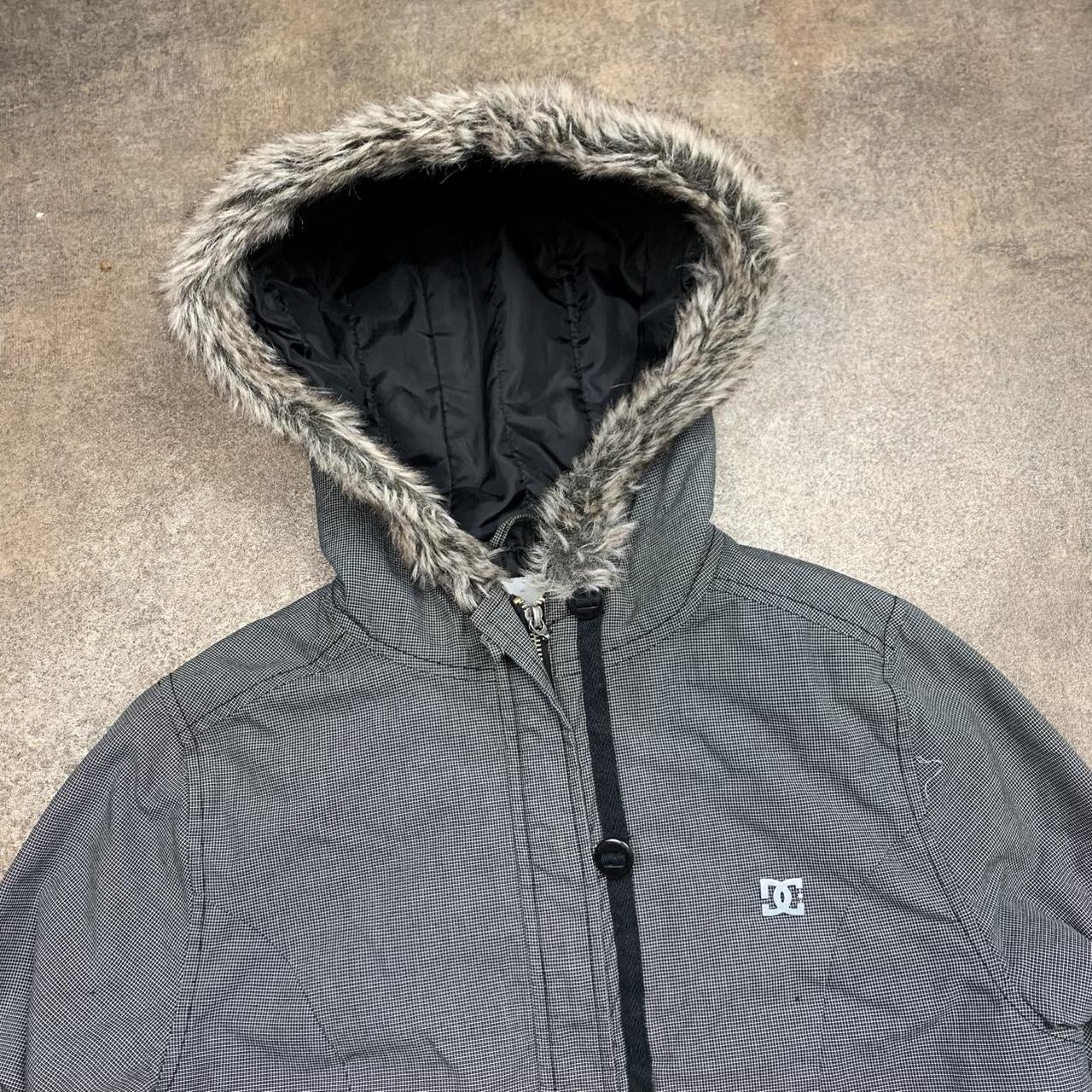 DC Shoes 00s grey black fur hood grunge jacket