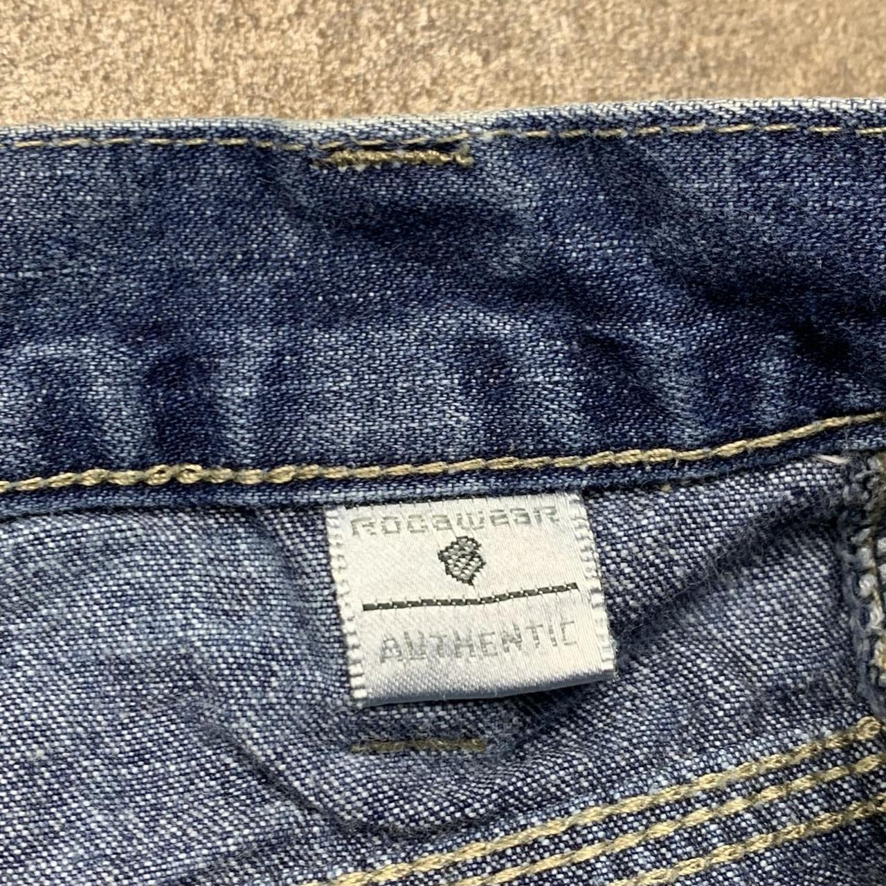 Rocawear 00s baggy navy blue carpenter graphic denim jorts