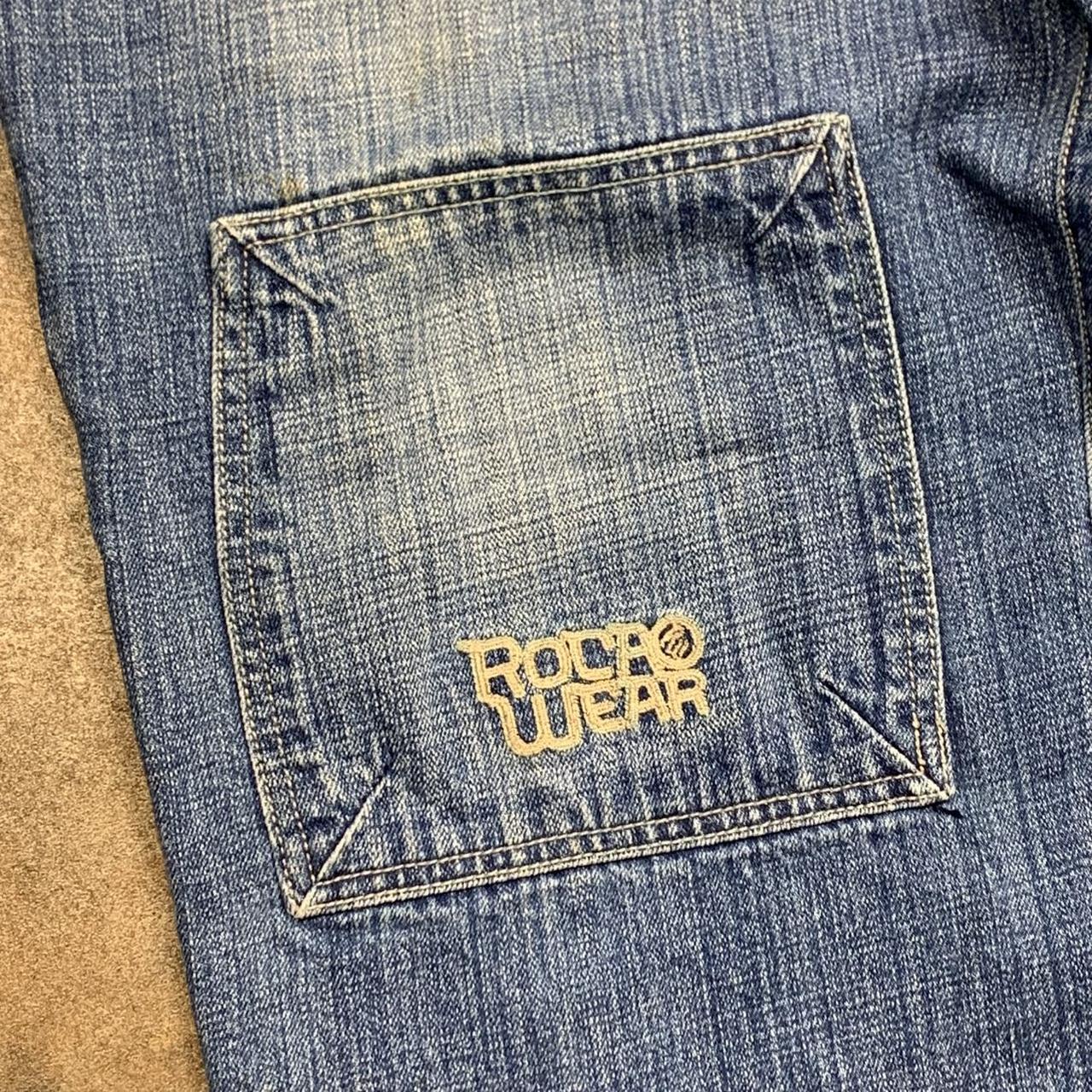 Rocawear 00s baggy double knee blue denim jeans