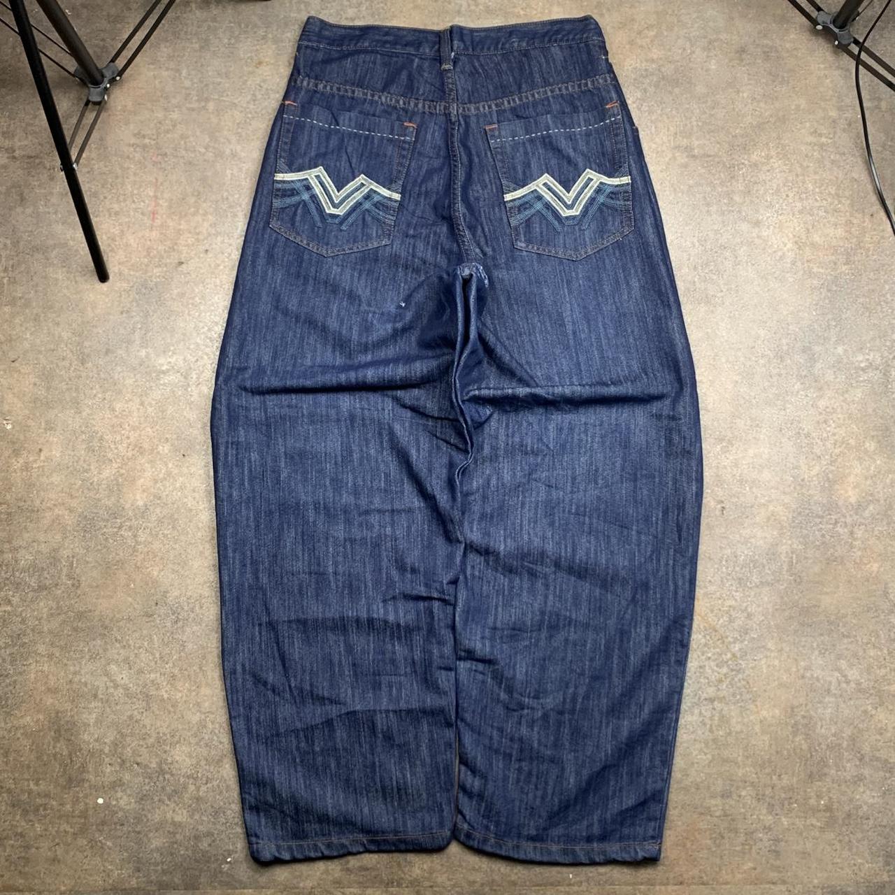 Southpole 00s baggy navy embroidered denim jeans
