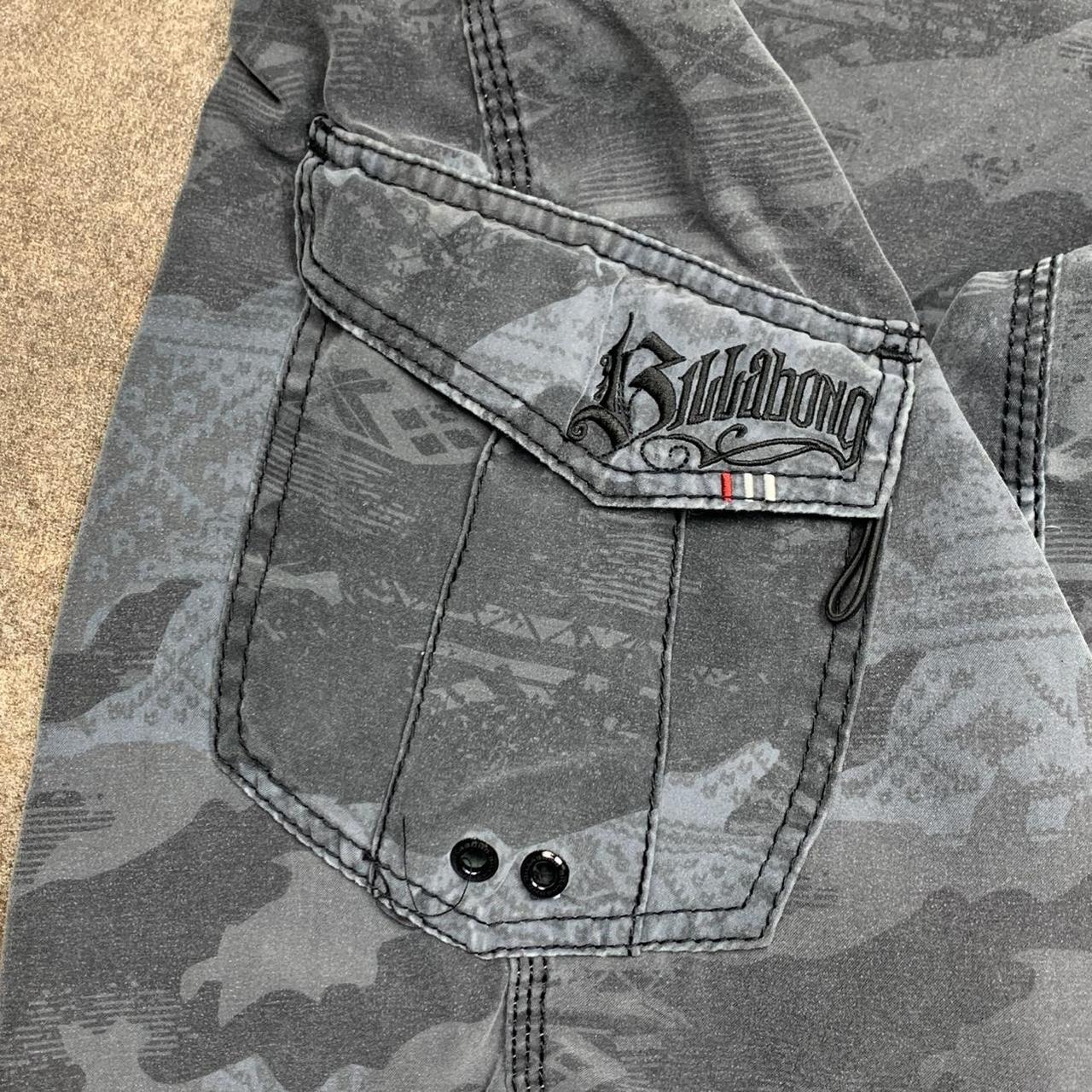 Billabong 00s grey black camo graphic boardshorts