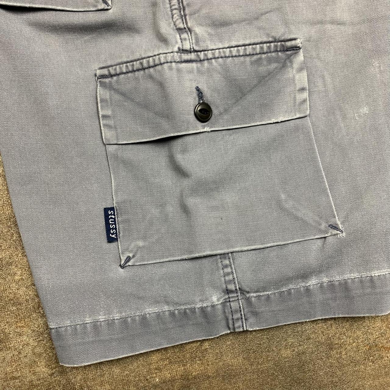 Stüssy 00s grey baggy cargo denim shorts