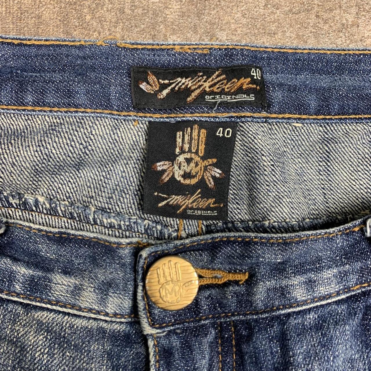 Miskeen 90s graphic baggy blue denim jeans
