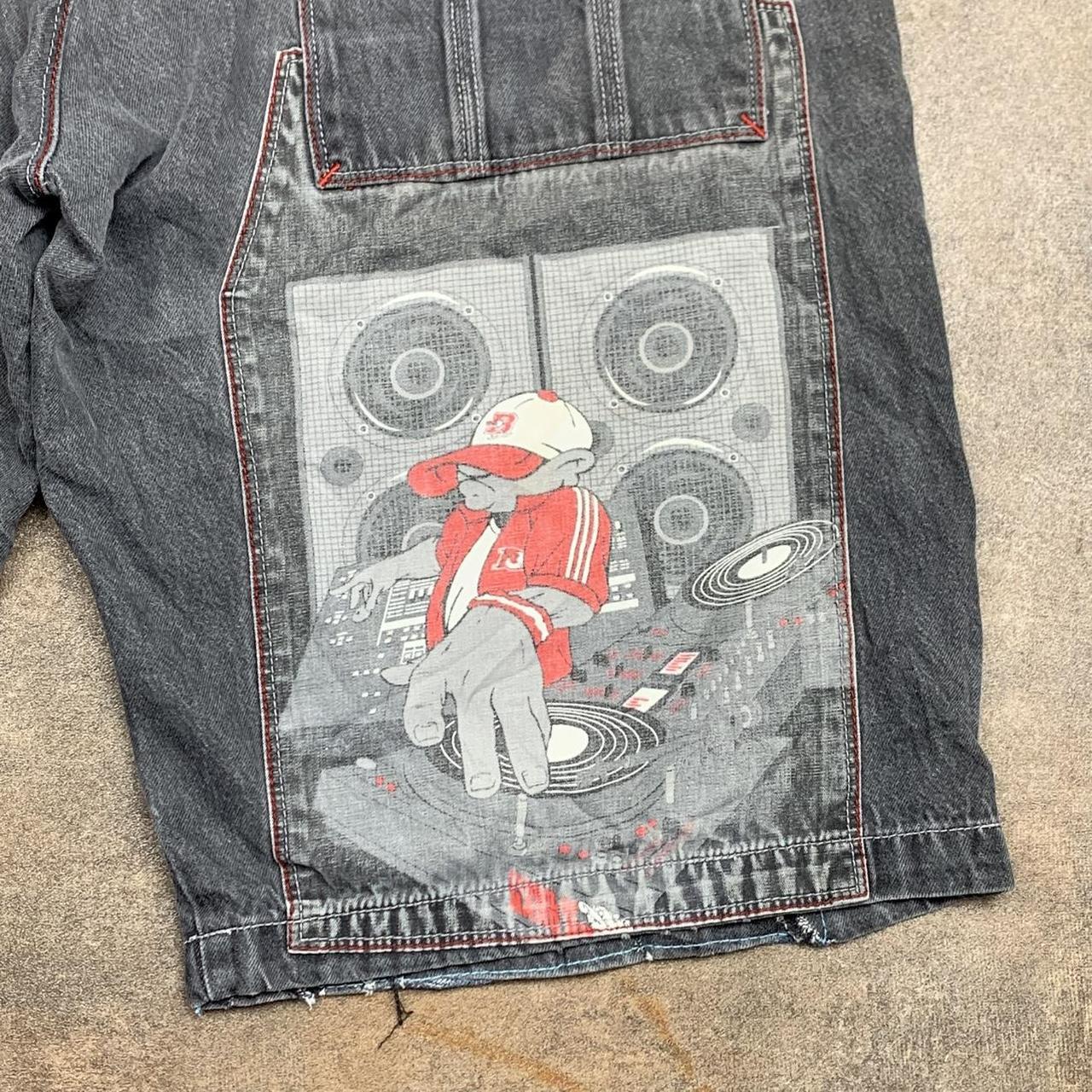 School Of Hard Knocks 90s baggy graphic black grey jorts