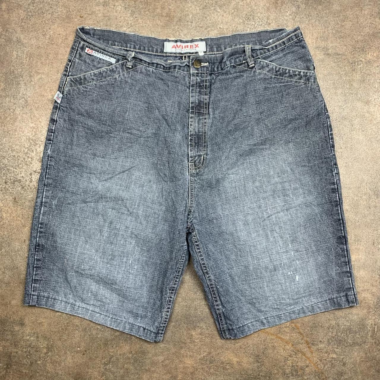 Avirex 90s baggy grey black faded denim jorts