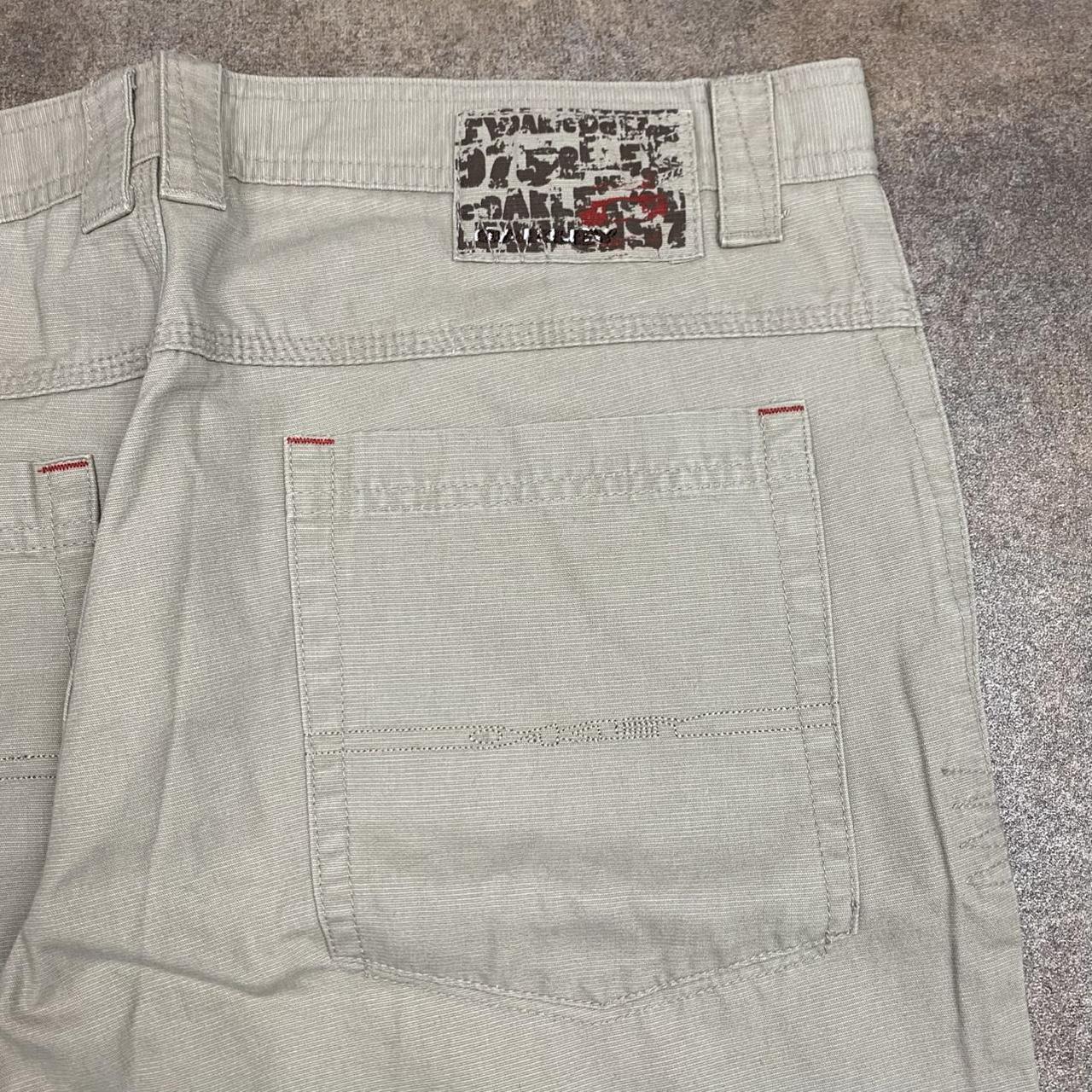 Oakley 00s cream beige baggy logo jeans