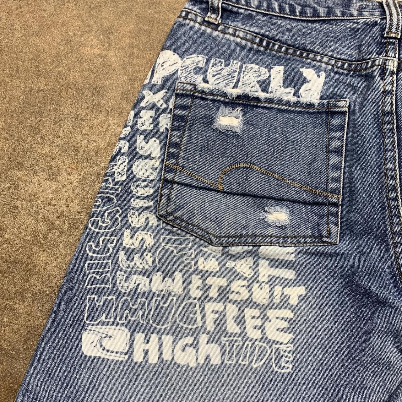 Rip Curl 00s blue graphic baggy denim jeans