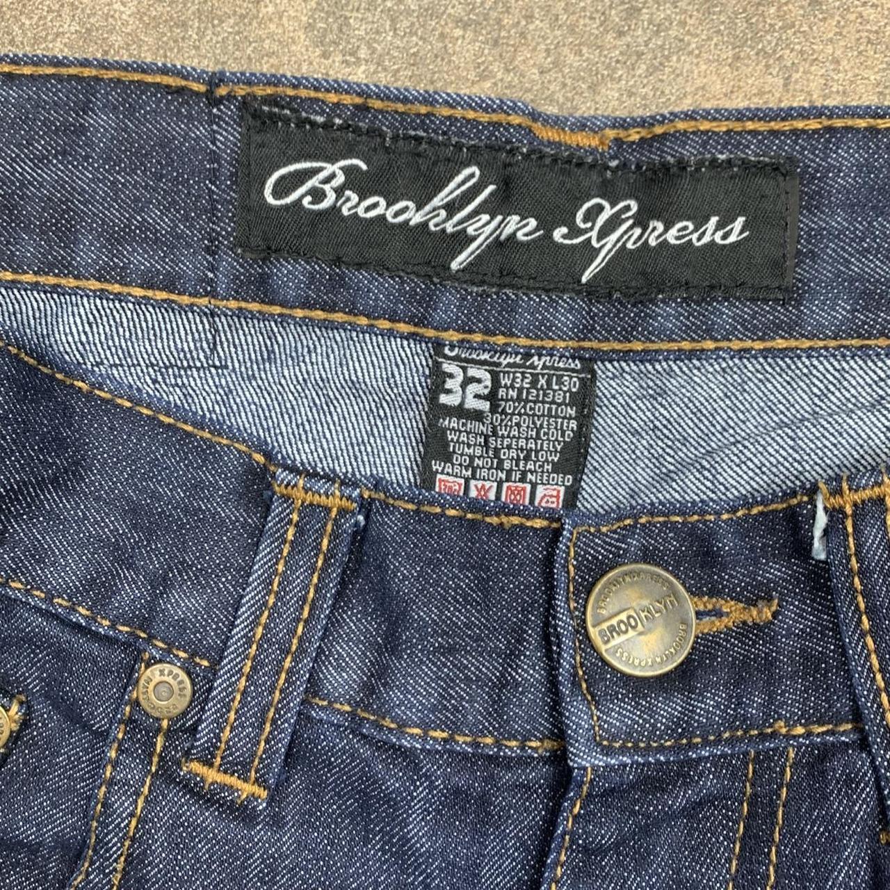 Brooklyn Xpress 00s graphic baggy navy denim jeans