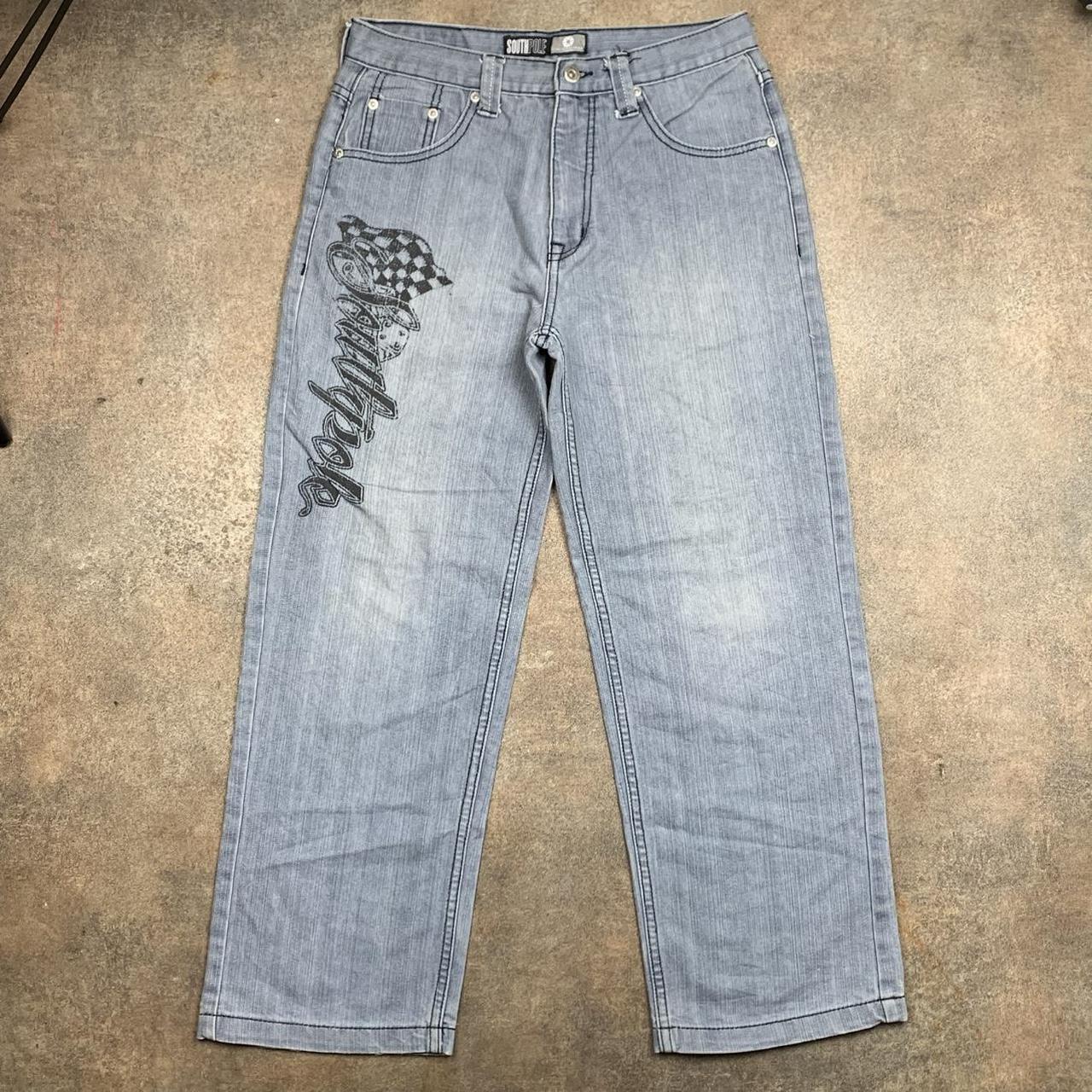 Southpole 00s baggy graphic grey denim jeans