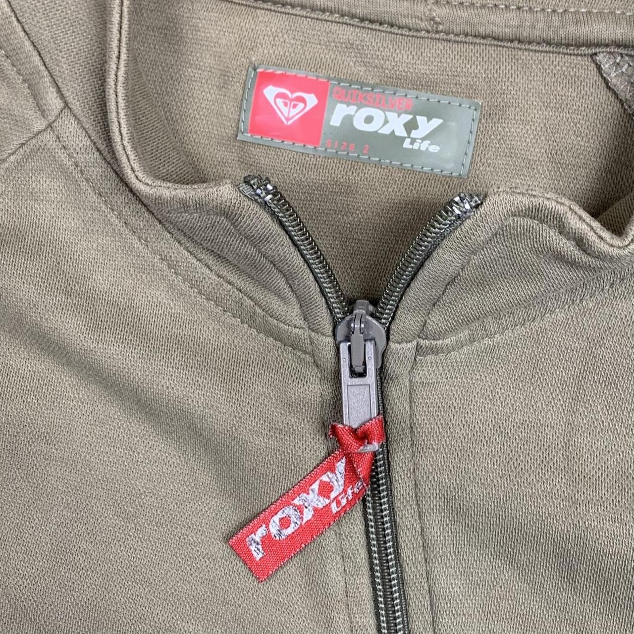 Roxy Life 90s graphic beige asymmetric zip jumper