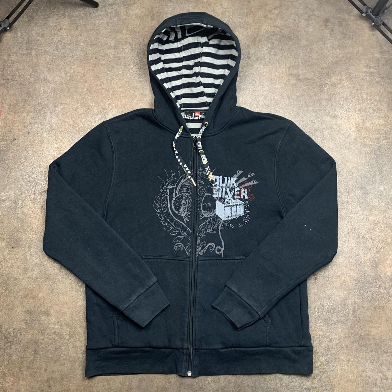 Quiksilver 00s reversible black white zip hoodie