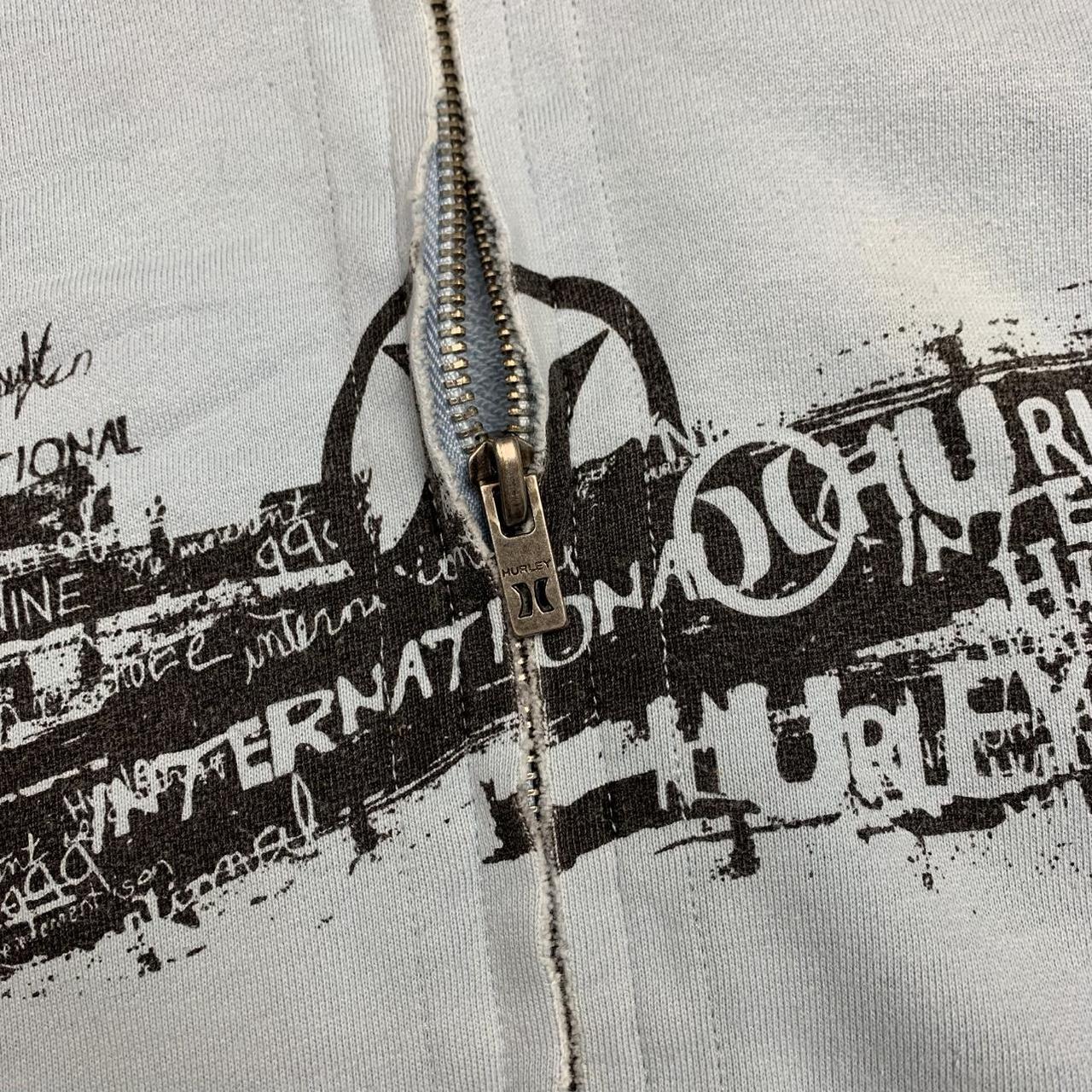 Hurley 00s graphic pale blue baggy zip hoodie