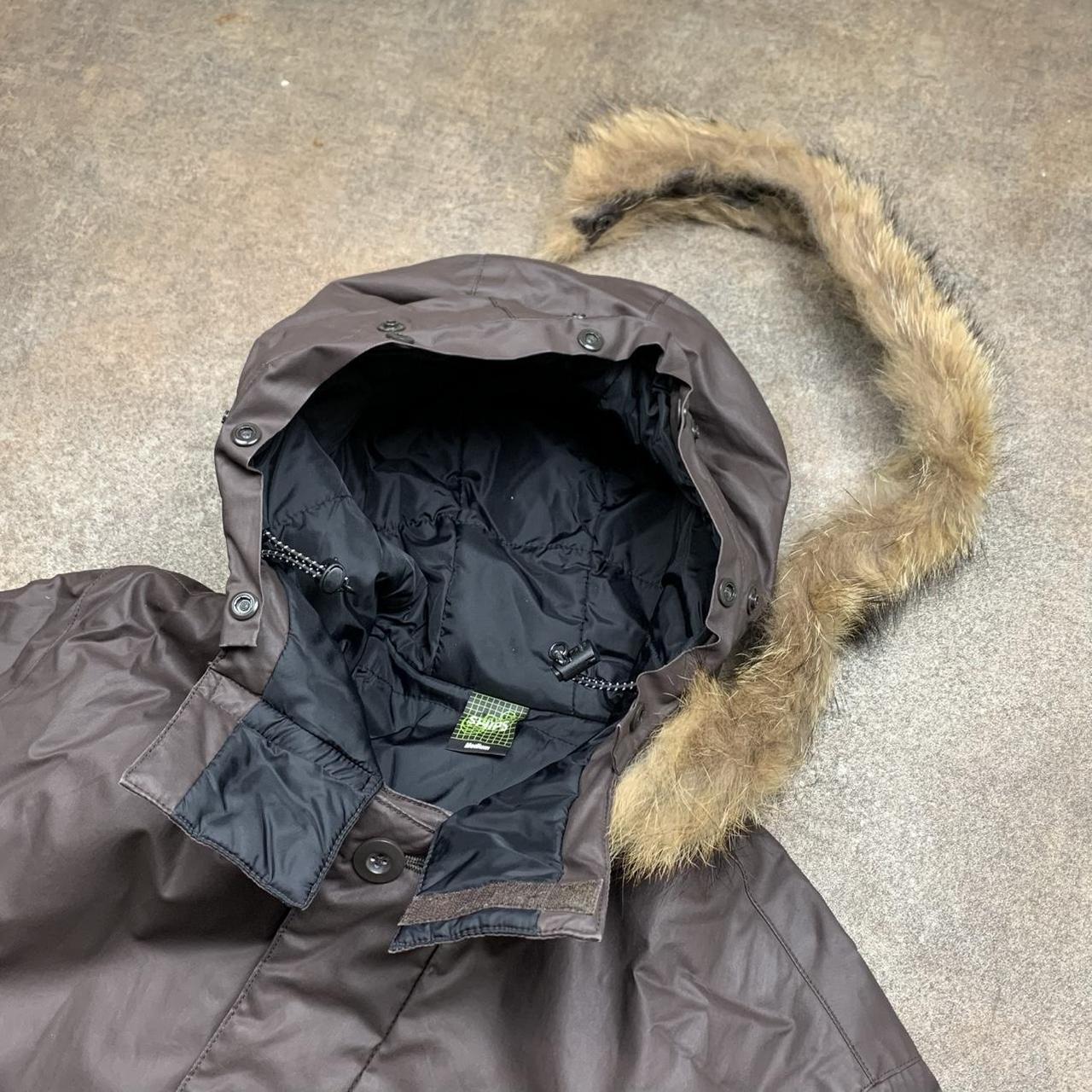 Ships 00s brown fur hood parka coat