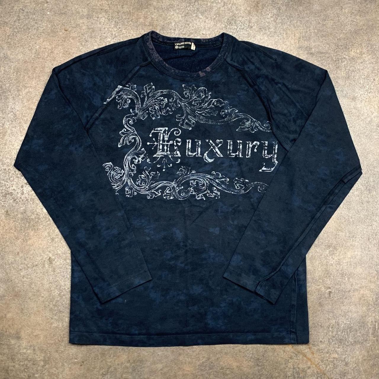 Guess NYC 00s grunge navy graphic long sleeve tee