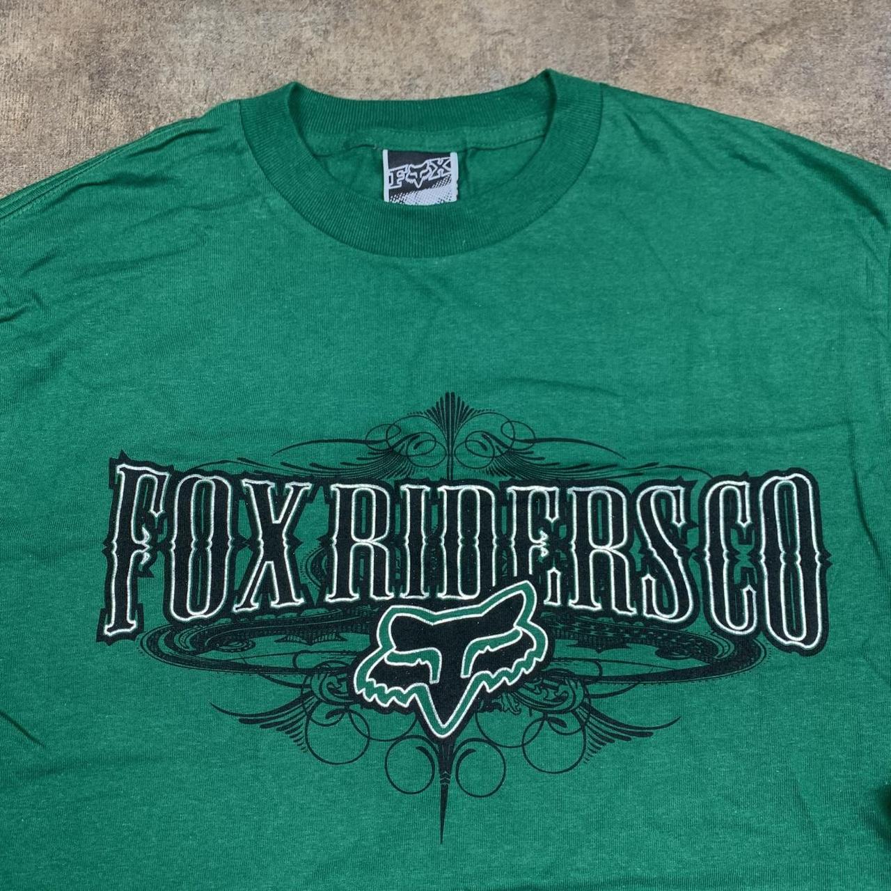 Fox Racing 00s green grunge graphic tee