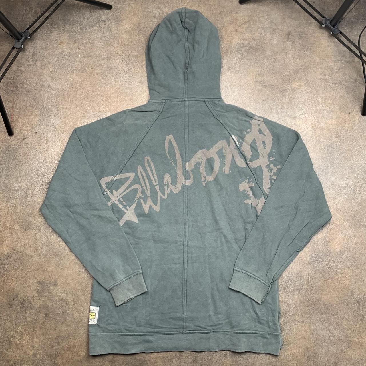 Billabong 00s grey balaclava hood faded graphic hoodie