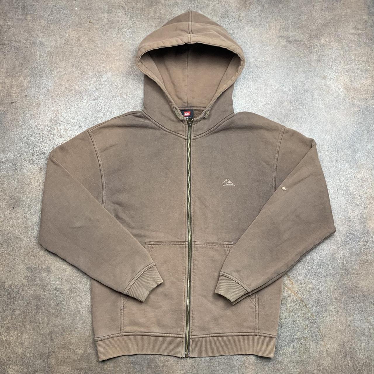 Quiksilver 00s brown grunge graphic zip hoodie