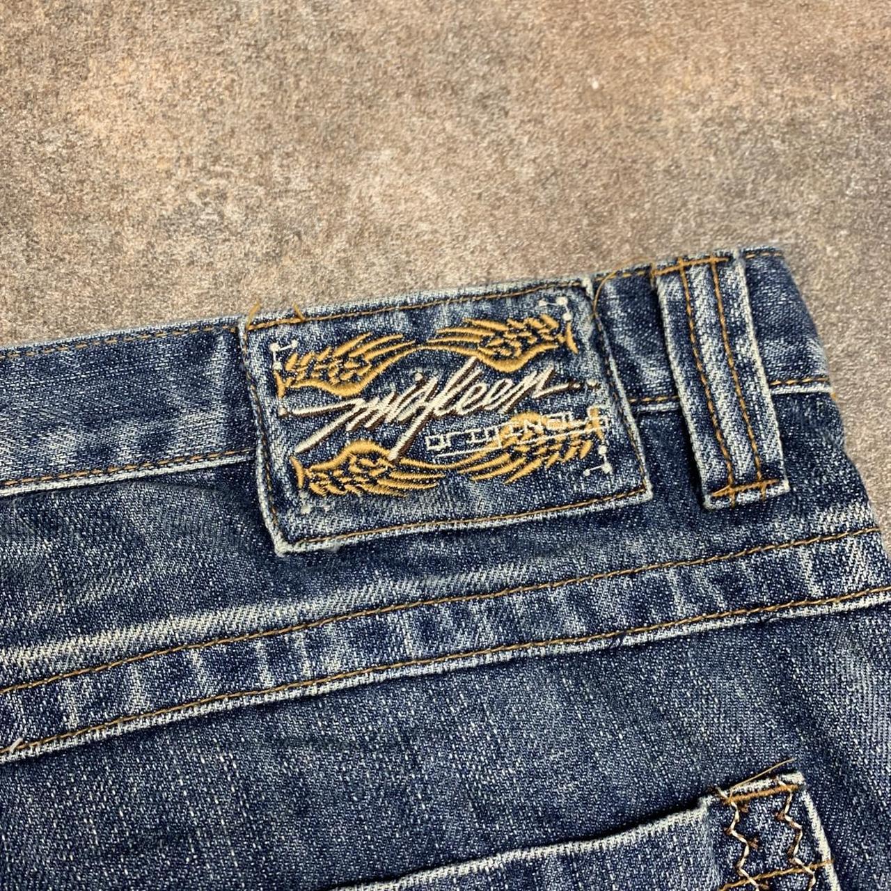 Miskeen 90s graphic baggy blue denim jeans