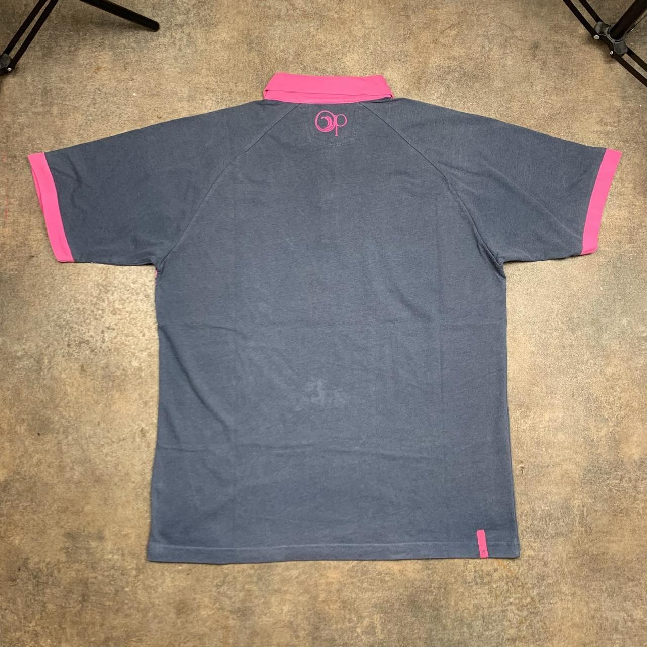 Ocean Pacific 00s grey pink graphic polo shirt