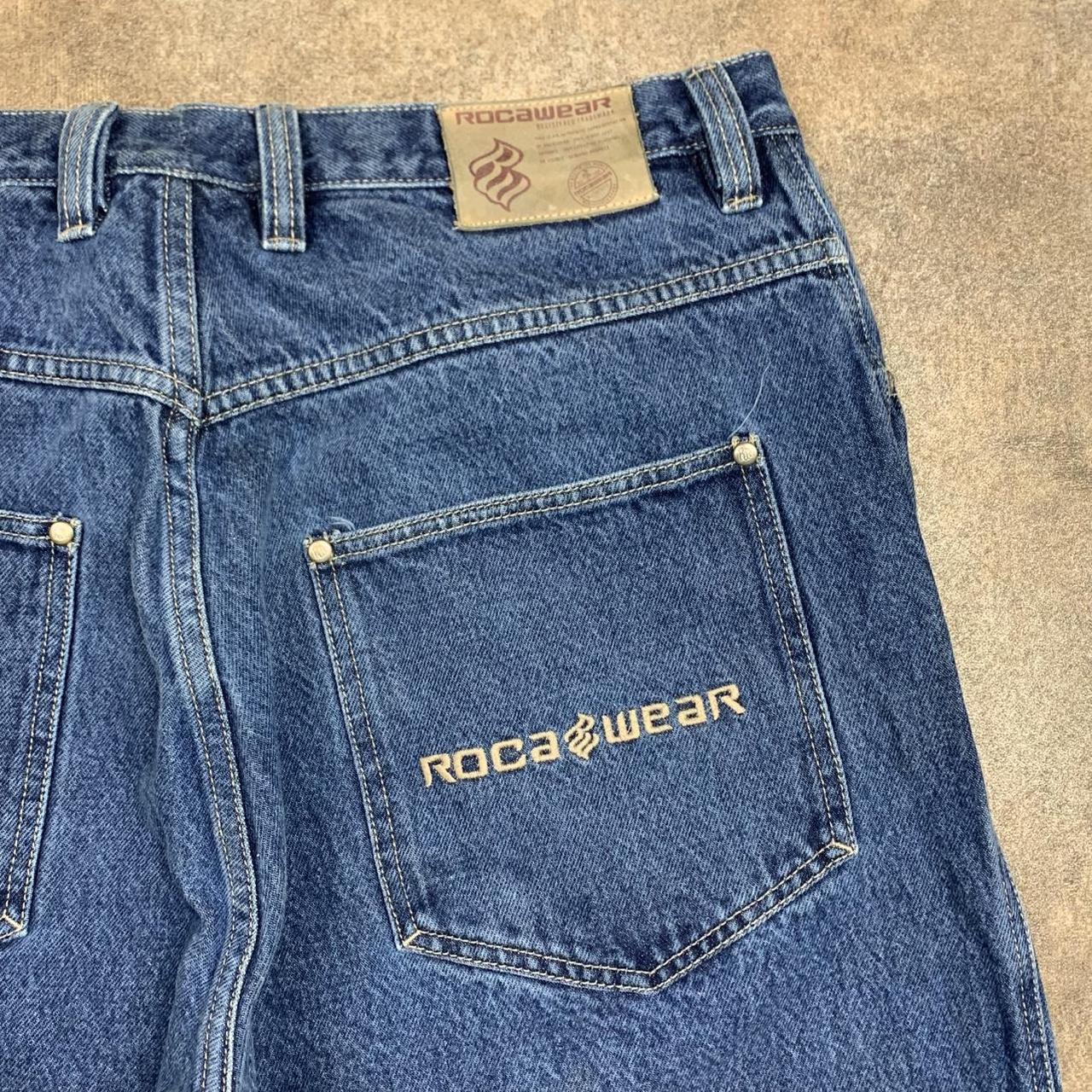 Rocawear 90s baggy navy graphic denim jeans
