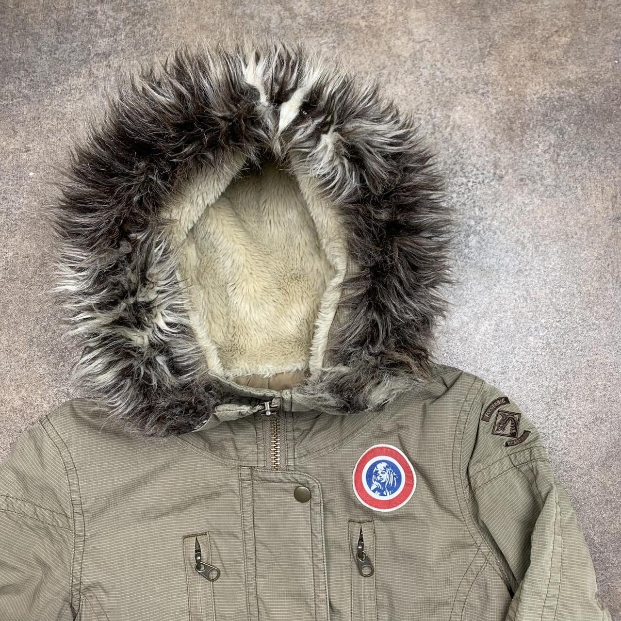 Hysteric Glamour 00s khaki-beige fur hood utilised long coat