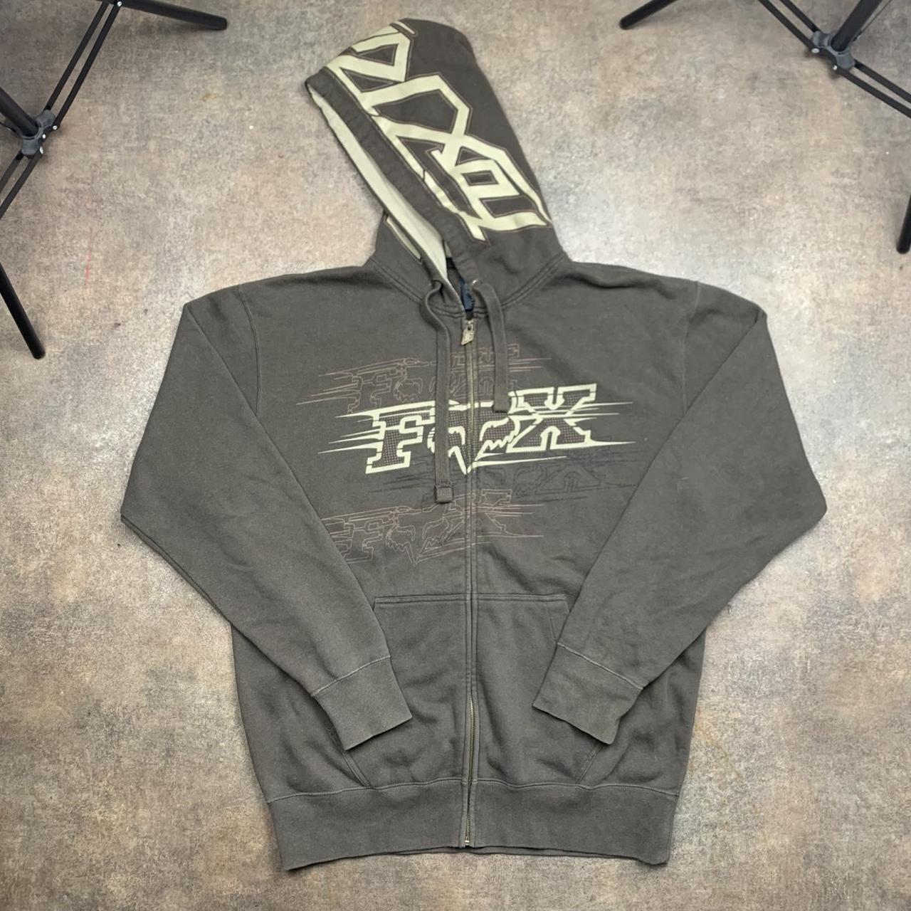 Fox Racing 00s graphic brown baggy zip hoodie