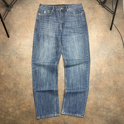 Rocawear 90s blue graphic baggy jeans