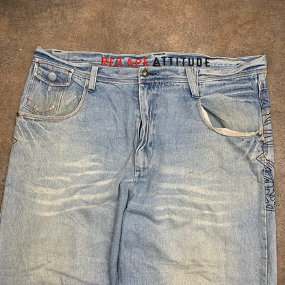 Red Ape 00s baggy embroidered jeans