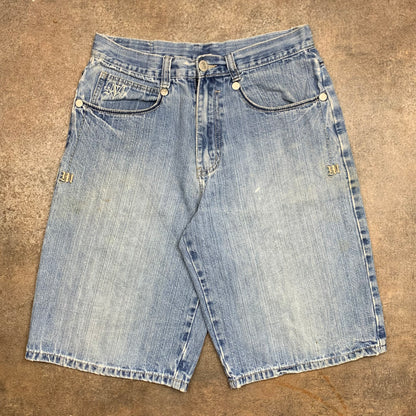 Mecca 00s light blue baggy graphic jorts
